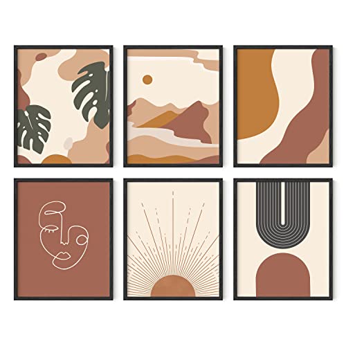 HAUS AND HUES Impresiones bohemias neutrales para pared, juego de 6 impresiones artísticas bohemias de mediados de siglo, arte de pared bohemio para decoración del hogar, impresiones bohemias para
