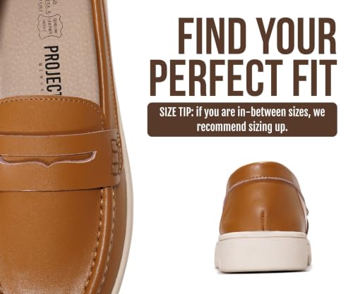Image of Project Cloud 100% Genuine Leather Loafers for Women - Memory Foam Insoles Slip On Shoes for Women - Lightweight Womens Shoes - Non Slip Womens Loafers (Filide1)