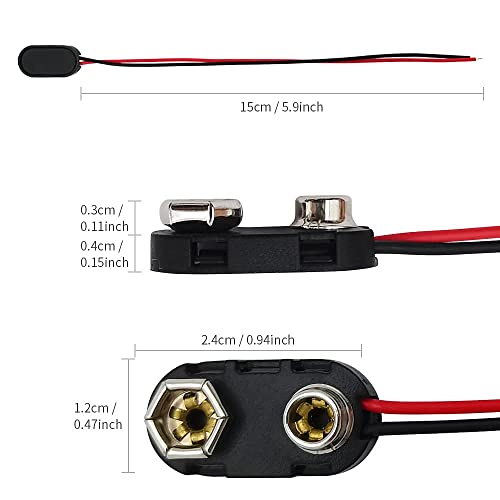 Image of VWEICYY 9 Volt Battery Connectors,20 PCS I-Type 9 Volt Battery Buckle Connector Hard Buckle Plastic Shell, 5.9in Copper Wire Lead (I-Type, 20 PCS)