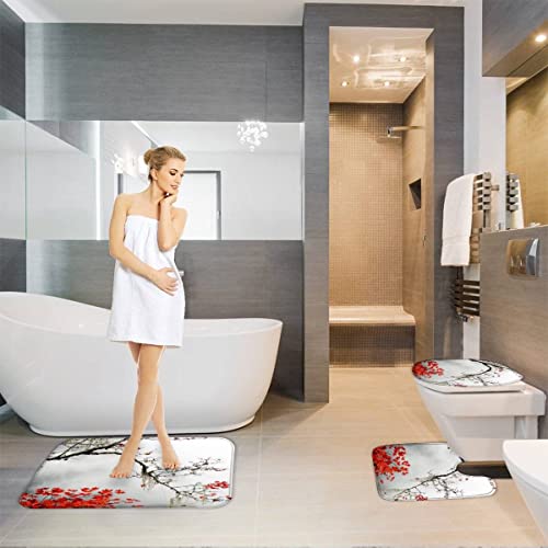 Badematten set 3D 40x60 Tinte Landschaft Badezimmerteppich-Set absorbierend 3-teiliges maschinenwaschbare weich… – Bild 5