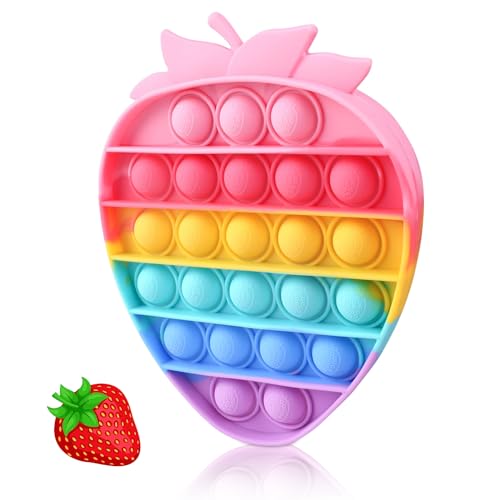 Bubble Fidget Sensory Toys,Cute Push Silicone Squeeze Toy for Autism Anxiety Stress Relief Small Strawberry Toddler Fidgets Party Travel Office...