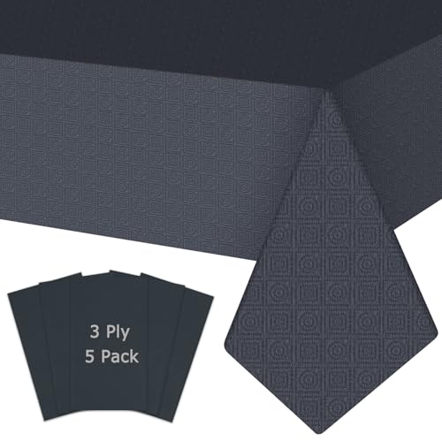 Image of Paper Tablecloths for Rectangle Tables,54''x108'',Black,5 Pack