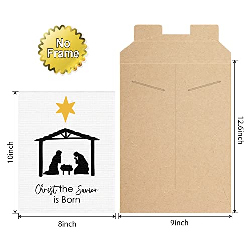 Kculehtlla Religious Christian Wall Art Decor - Christ The Savior Is Born - Jesus Wall Decor - Rustic Farmhouse Nativity Manger Scene - Scripture Wall Art Catholic Gifts (8 * 10Inch Unframed) #TOP1
