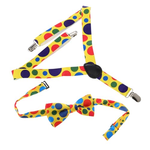 1 Set Dot Suspender Bow Tie Kit for Clown Cosplay Elastic Accessories for Parties Birthdays Halloween and Dress Up Events Comfortable and Creative Design