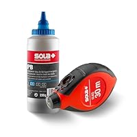 Sola CLKS Schlagschnur Set Blau - 30 m Markierschnur mit Kreide BLAU [230 g] im praktischen Set - schneller Schnureinzug durch 6:1 Getriebe - großes und robustes Kunststoffgehäuse