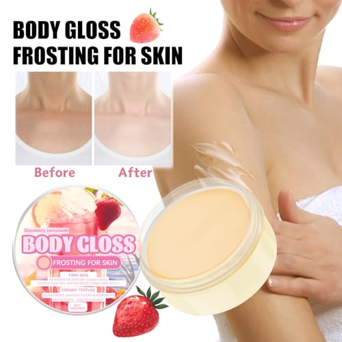 Strawberry Body Cream, Body Creams For Women&Men, Large-capacity Strawberry Lotion, Firming Body Cream, Moisturiser For Dry Skin, Skin Barrier Repair, Moisturiser, With Strawberry & Lemon 226g - Image 3