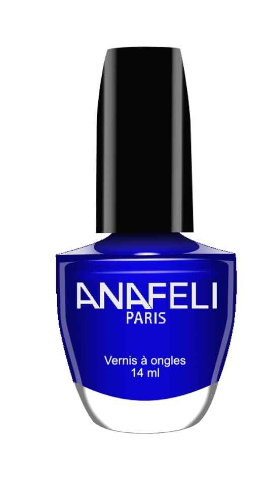 Vernis à Ongles ANAFELI - Bleu életrique n° 44 - Pinceau large pour une application facile
