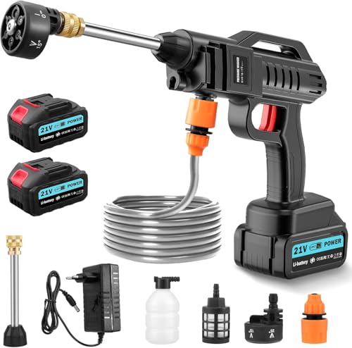 Limpiador de alta presión inalámbrico de 62 bares y cargador de 2...