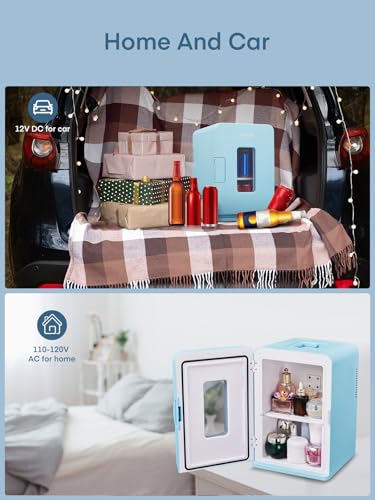 Mini Fridge 15L, Small Fridge for Bedrooms, Cool/Warm Function, Portable 12V/240V, ECO Low Noise Mode, Cooler for Beauty, Drinks, Camping, Traval (Blue) - Image 7