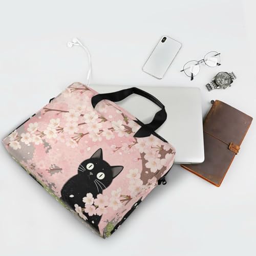 Funda portátil para laptop 15.6" flores y gato miniatura 7