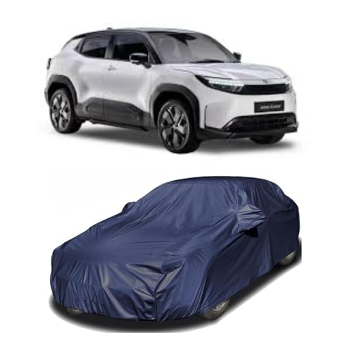 Image of Car Body Cover Compatible with Toyota Urban Cruiser EV | Water, Dust & UV Protection | Mirror Pockets | Elastic Grip | Triple Stitch EV Car Cover (Blue)