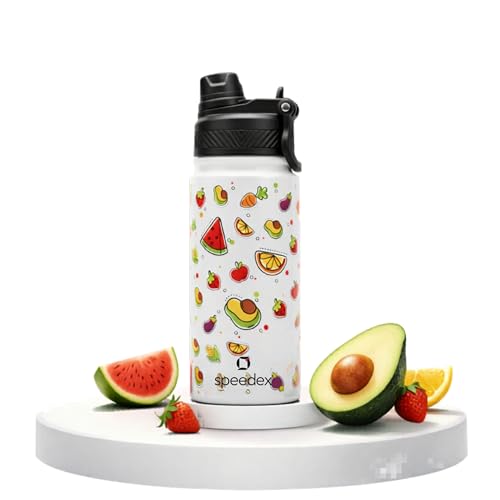 Image of Speedex Tutty Fruty 500 Kids Vacuum Insulated Stainless Steel Water Bottle 450 ML | Double Wall Hot & Cold Sipper (Straw + Direct Sip) | Leakproof BPA Free School Water Bottle for Boys & Girls
