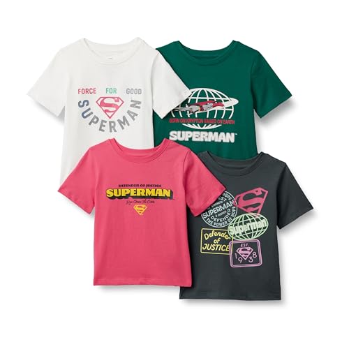 Amazon Essentials Disney | Marvel | Star Wars Jungen Kurzärmelige T-Shirts 4er-Pack Superman Justice 9 Jahre
