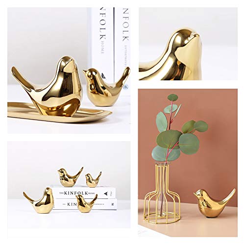 Tofoan Ceramics Gold Bird Animal Ornaments Decorative Statues Figurines Home Decor For Living Room Bedroom Office Desktop Cabinet Craft Bird Sculpture Ornaments - 2 Pack #TOP6