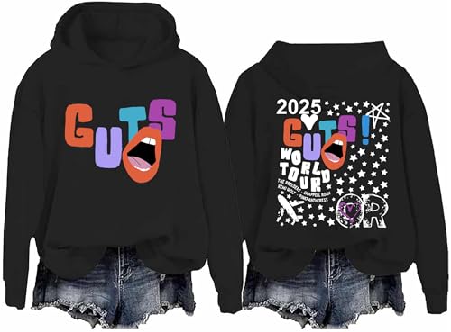 World Tour Hoodie Unisex Guts World Tour Sweatshirt Casual Long Sleeve Pullover Top X-Small Black