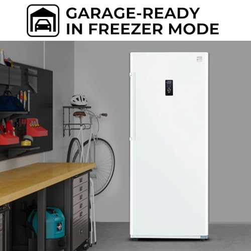 Image of Kenmore 17.0 Cubic Feet Capacity Upright freezer - Convertible Refrigerator /Freezer, 4 Shelves, Garage Ready, Meat Storage, Auto Defrost, Congelador For Home, Apartment, Basement, Dorm,White