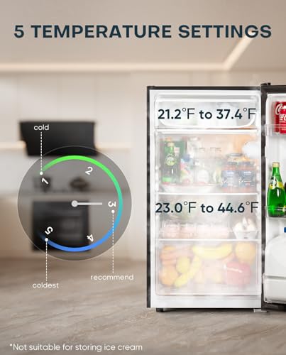 Upstreman BR44 4.4 Cu.Ft Mini Fridge With Freezer, Single Door Mini Fridge For Bedroom, Extra Large Capacity, Energy-Efficient, Adjustable Thermostat Refrigerator thumb #4