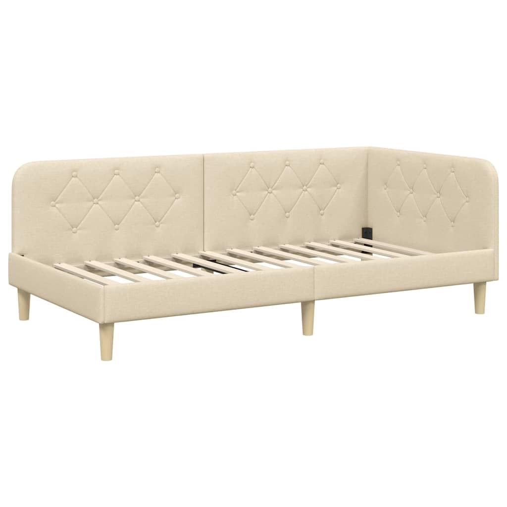 Tkaninowy narożny L z odwracanym podłokietnikiem Sofa Lóżko Kremowy 100 x