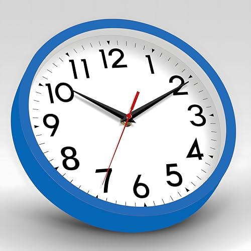 Image of DAXSMY Wall Clock Small Analog 8 Inch Silent Non Ticking Battery Operated Modern Simple Decorative for Kitchen Office Bedroom Bathroom Living Room(Blue)