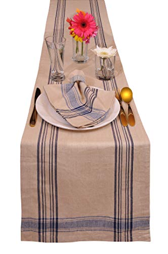 Yourtablecloth Rustic Striped Table Runner – French Nautical Style – Available In Two Sizes – Minimalistic & Chic Table Décor. Blue Striped, 14 X 72 #TOP1