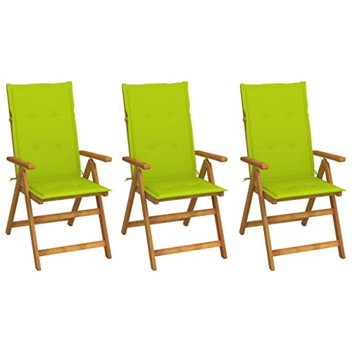 Xichuzi Sillas de jardín Plegables 3 uds, Sillas Terraza Exterior, Silla Playa,Sillas Exterior Jardin, Sillas Balcon, Muebles Jardin Exterior Conjunto, y Cojines Madera Maciza Acacia