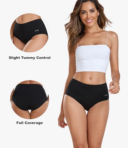 coskefy Women's High Waisted Cotton Underwear Soft Breathable Panties Stretch Briefs Ladies Panties 5 Pack2