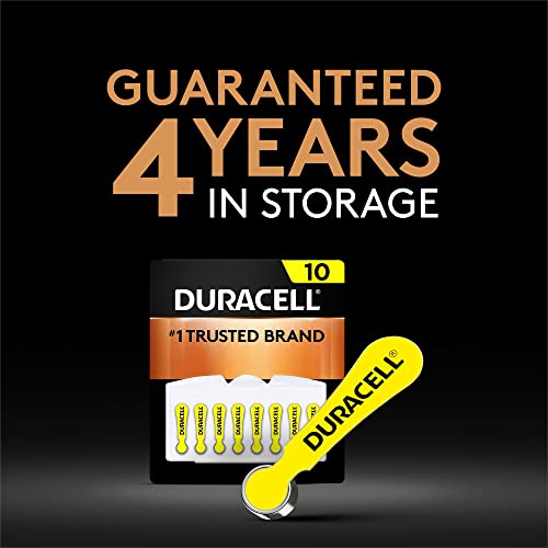 Image of Duracell Hearing Aid Batteries Yellow Size 10, 24 Count Pack, 10A Size Hearing Aid Battery with Long-Lasting Power, Extra-Long EasyTab Install for Hearing Aid Devices