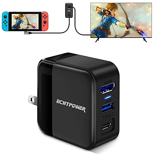 OLED Switch Charger for TV, Switch Dock Charger, 3 in 1 AC Adapter and Switch TV Dock and USB Hub, 39W Fast Charging, Switch PD Wall Charger, Switch TV Dock with USB-C to C Cable