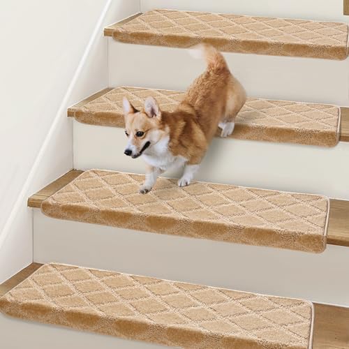 Bullnose Stair Treads Non-Slip 9.5" x 32", 14 Pcs Carpet