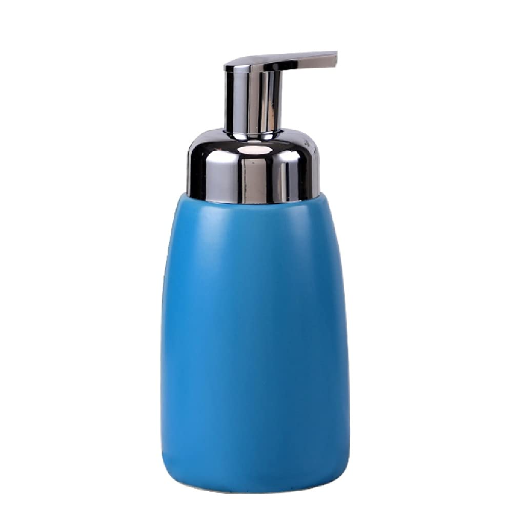 Dispenser Pompa 12.3OZ Dispenser Sapone in Ceramica Manuale da banco Pompa Sapone Dispenser Sapone Liquido Ricaricabile per Bagno Cucina Dispenser lozione: Blu