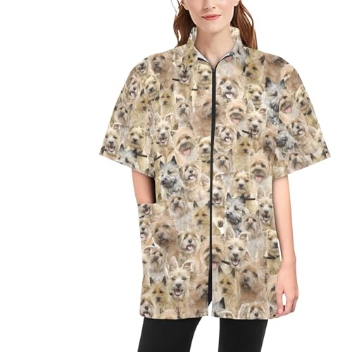 COWCUTE Pet Grooming Smocks for Cairn Terrier Lover, Waterproof Cairn Terrier Printed Jacket for Groomer, Gifts for Dog Mom