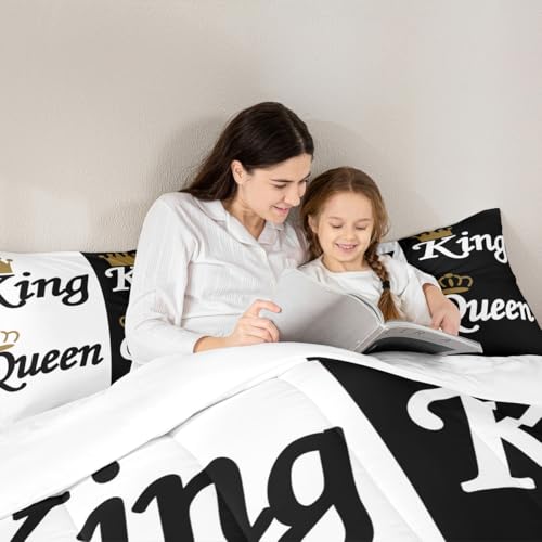Image of Feelyou Valentine Day Mr Mrs Comforter Set Twin Size Bedding | Adults Couple Lover King Queen Presents Ultra Soft Duvet Set Quilt Set Room Decor Warm Cozy Breathable Lightweight All Season