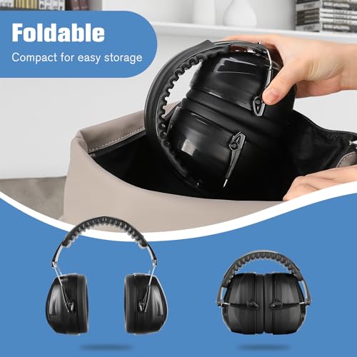 ProCase Ear Hearing Protection Ear Muffs NRR 32dB, Noise Cancelling Safety Headphones for Adults/Teen, Autism Sensory Sound Proof Earmuffs for Shooting/Hunting Gun Range, Mowing Construction -Black - Image 6