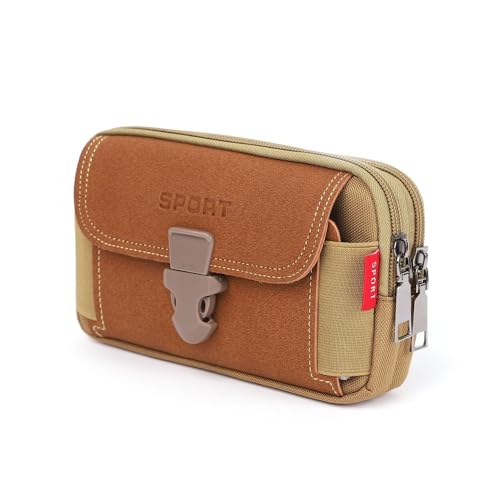 FDEETY Sacoche de Ceinture pour Téléphones Portables Sac à Dos Tactique Sacoche de Ceinture Multi-Utilitaire Molle Poche Taille Sac (Horizontal-Kaki)