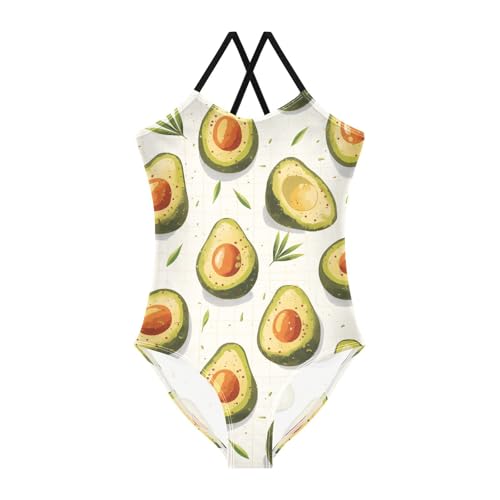 KLL Funny Avocado Toddler Girls 1 Piece Bathing Suit Beach Swimwear Adjustable Strap UPF 50+