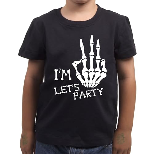 Personalized I'm 3 Let's Party Skeleton Birthday Shirt Bone Hand (Add Name) Custom Halloween 3rd Birthday T-Shirt3