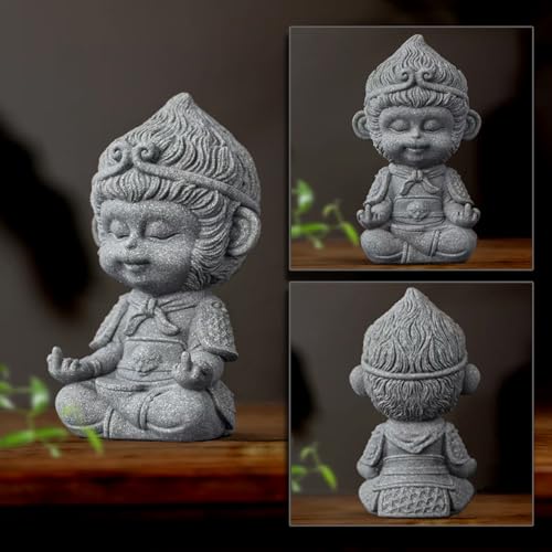Estatua de Mono Rey Verde de Piedra para Escritorio miniatura 4