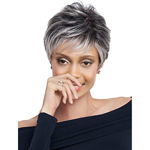 Short Grey Wigs Short Cut Layer Sliver Gray Wigs with
