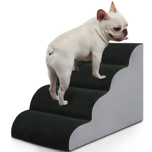 BOMOVA-Dog-Stairs-for-Small-Dogs-4-Step-Dog-Steps-for-Bed-and-Couch-High-Density-Foam-Pet-Stairs-for-Small-Dogs-and-Cats-Non-Slip-Bottom-Dog-Ramp-Grey-2345-Steps - Cucciolini Doodles   BOMOVA-Dog-Stairs-for-Small-Dogs-4-Step-Dog-Steps-for-Bed-and-Couch-High-Density-Foam-Pet-Stairs-for-Small-Dogs-and-Cats-Non-Slip-Bottom-Dog-Ramp-Grey-2345-Steps