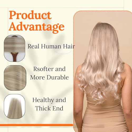 Image of Full Shine 22 Inch Double Weft Hair Extensions 130G Ash Blonde Hair | Color P18 /613 Ash Blonde Highlight Bleach Blonde, Double Weft Human Hair, Straight Hair, Event Styling, Women Looks