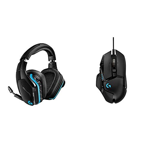 Logitech G935 Wireless DTS:X 7.1 Surround Sound LIGHTSYNC RGB PC Gaming Headset Bundle with Logitech G502 Hero High Performance Gaming Mouse