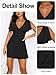 MIYIEONZ Women's Sexy Deep V-Neck Ruffle Sleeve Mini Dresses Summer Casual Bodycon Beach Cocktail Party Club Small Black Short Dress