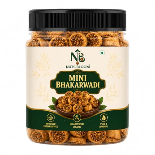 Image of NUTS BLOOM Mini Bhakarwadi 250 gm| Crispy & Spicy Traditional Snack | Fresh and Crunchy Bhakarwadi | Tea Time Namkeen | Authentic Taste | Hygienically Packed