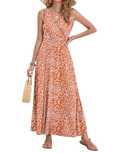 Image of AUSELILY Womens Maxi Dress Summer Sleeveless Wrap Long Dresses with Pockets | V-Neck Wrap Sleeveless Sundress, fits formal, casual, beach, vacation & daily wear
