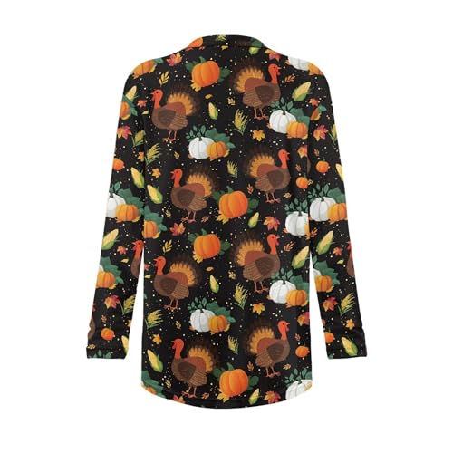 Image of Fall Maple Leaf Cardigan Sweaters for Women Long Sleeve Cardigan Soft Drape Open Front Dusters V-Neck Jackets Dressy