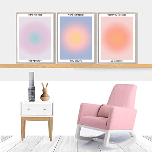 Image of NCYEL 3 Colorful Abstract Posters Room Aesthetic Reiki Gradient Spiritual Affirmation Canvas Wall Art Positive Energy Inspirational Wall Art Bathroom Living Room Apartment Office Girls Room 16x24inx3 Unframed