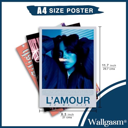Image of Wallgasm Pack of 6 - Billie Eilish Posters 8x12 inch (A4 Size) 300 GSM | Pop Star | Music | Billie Eilish Merchandise | Posters, For Living room