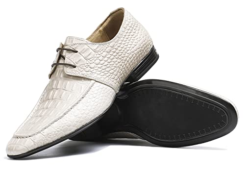 Santimon Mens Dress Shoes Modern Formal Lace up Oxford Shoes for Men Ivory4
