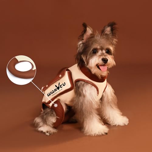 Wakytu Hundegeschirr,Tragehilfe Hund Treppe Tragegeschirr,Hundetasche für kleine Hunde verstellbare gepolsterte atmungsaktive Riemen Bequem und Modisch （M,Beige）