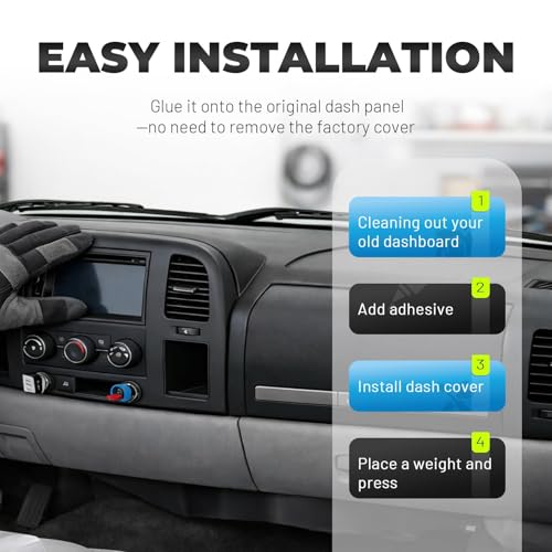 ALMULOO Molded Dash Cover Dashboard Compatible with 2007-2013 Chevrolet Silverado GMC Sierra 1500 2500 3500 HD Center Console Dash Panel Bezel Board Instrument Overlay Cap Lid Plastic Painted Black by ALMULOO - Image 4